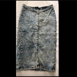 High waisted stretch denim pencil skirt